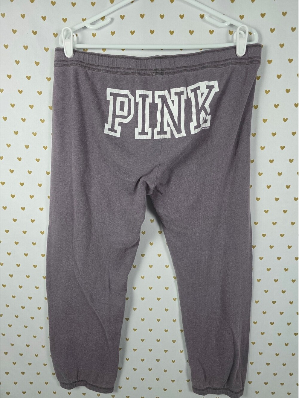 Victorias Secret PINK Comfy Y2k Vintage Grey Logo Butt Sweats Sweatpants Large
